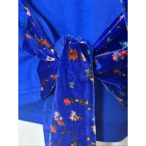 Free People Lookin Forward ribbed crop top open back Size small Blue Flame - Picture 11 of 13